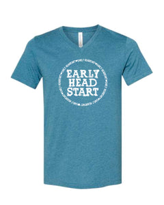Early Head Start Circle (White Text) V-Neck T-Shirt