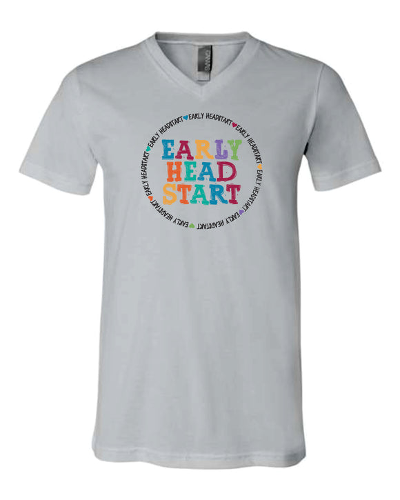 EHS with circle design & multi-color letters V-Neck T-shirt